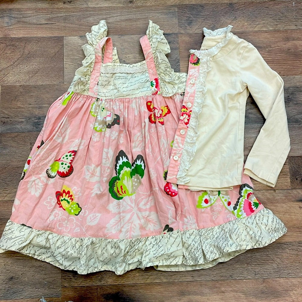 Mustard Pie dress with cardigan Size 4